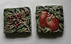 Hand Painted Ceramic Mosaic Tille 4”Fruit On Vine